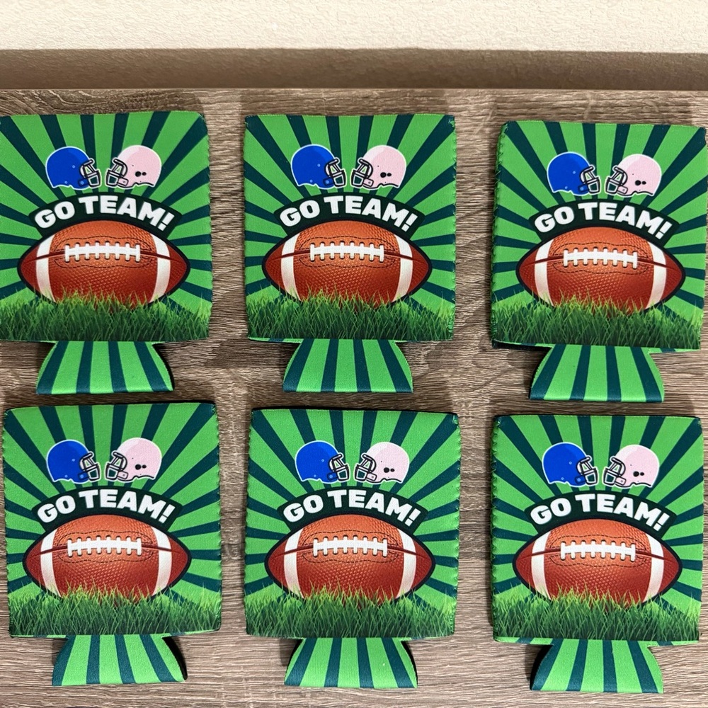 NWOT (6) Football Themed Koozie Can Covers Bundle